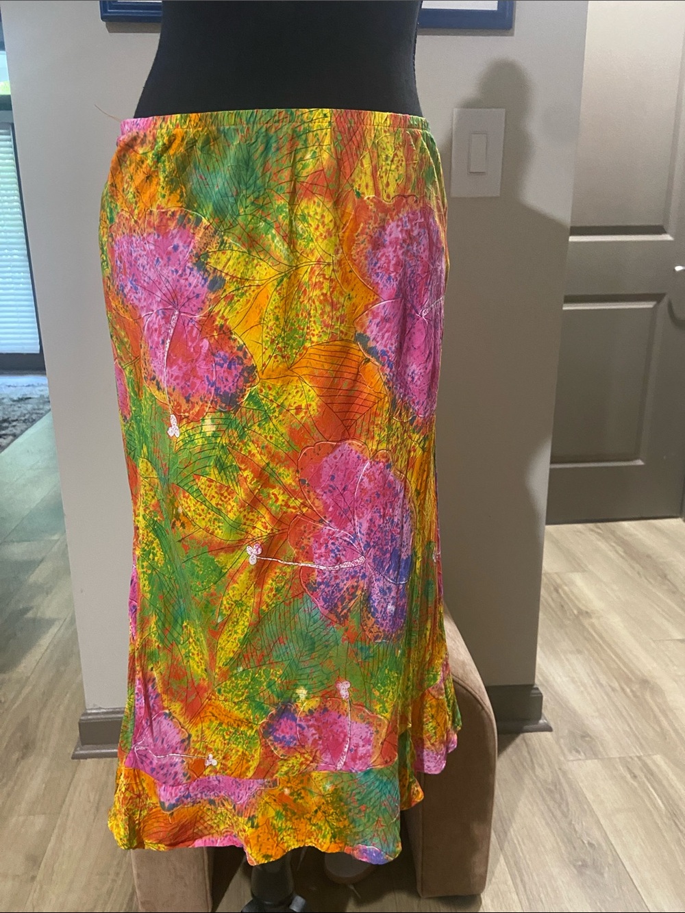 Jams World Bright Floral Midi Skirt - Pink, Green & Yellow